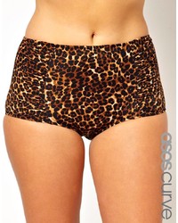 Slip bikini leopardati marroni di Asos Curve