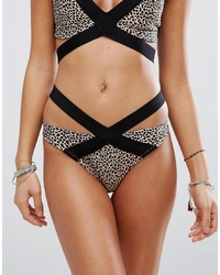 Slip bikini leopardati marroni di Luxe Lane