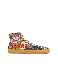 Sneakers alte a fiori multicolori di Gucci