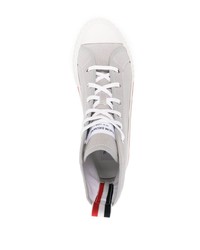 Sneakers alte a righe orizzontali grigie di Thom Browne
