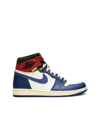 Sneakers alte bianche e rosse e blu scuro di Jordan