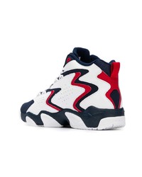 Sneakers alte bianche e rosse e blu scuro di Reebok