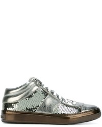 Sneakers alte con paillettes argento di Jimmy Choo