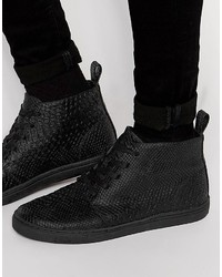Sneakers alte con stampa serpente nere di Asos