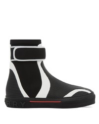 Sneakers alte di gomma nere e bianche di Burberry