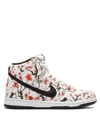 Sneakers alte di tela a fiori bianche di Nike