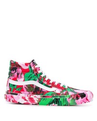 Sneakers alte di tela a fiori multicolori di Kenzo
