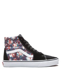 Sneakers alte di tela a fiori nere di Vans