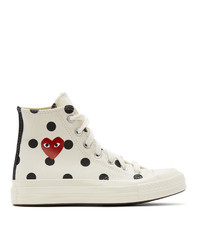 Sneakers alte di tela a pois bianche di Comme Des Garcons Play
