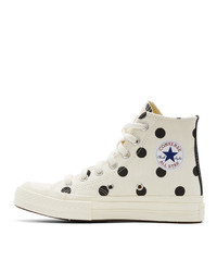 Sneakers alte di tela a pois bianche di Comme Des Garcons Play