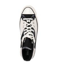 Sneakers alte di tela a quadri beige di Converse