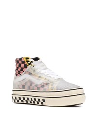 Sneakers alte di tela a quadri multicolori di Vans