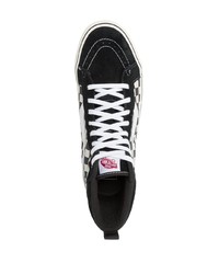 Sneakers alte di tela a quadri nere e bianche di Vans