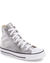 Sneakers alte di tela argento
