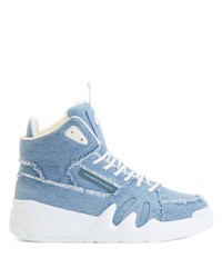 Sneakers alte di tela azzurre di Giuseppe Zanotti