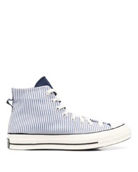 Sneakers alte di tela bianche e blu di Converse