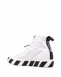 Sneakers alte di tela bianche e nere di Off-White