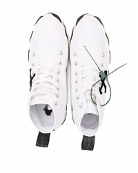 Sneakers alte di tela bianche e nere di Off-White