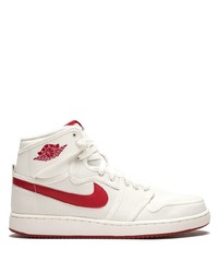 Sneakers alte di tela bianche e rosse di Jordan