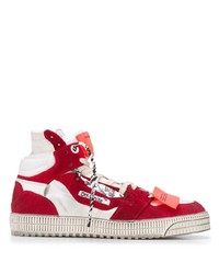 Sneakers alte di tela bianche e rosse di Off-White
