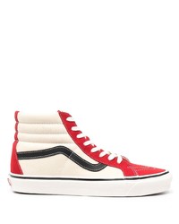 Sneakers alte di tela bianche e rosse di Vans