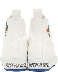 Sneakers alte di tela bianche di Marcelo Burlon County of Milan