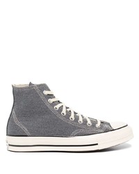 Sneakers alte di tela blu scuro e bianche di Converse