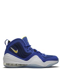 Sneakers alte di tela blu scuro e bianche di Nike