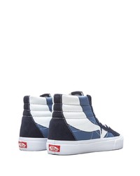 Sneakers alte di tela blu scuro e bianche di Vans