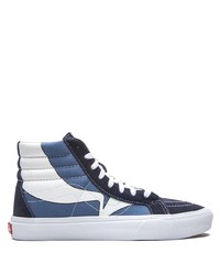 Sneakers alte di tela blu scuro e bianche di Vans