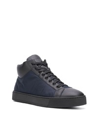 Sneakers alte di tela blu scuro di Santoni
