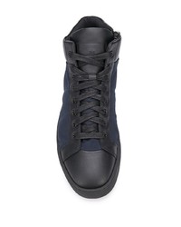 Sneakers alte di tela blu scuro di Santoni
