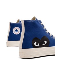 Sneakers alte di tela blu scuro di Comme des Garcons
