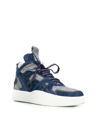 Sneakers alte di tela blu scuro di Philipp Plein