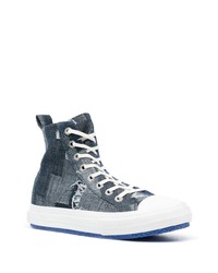 Sneakers alte di tela blu scuro di Marcelo Burlon County of Milan