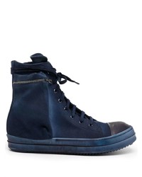 Sneakers alte di tela blu scuro di Rick Owens DRKSHDW
