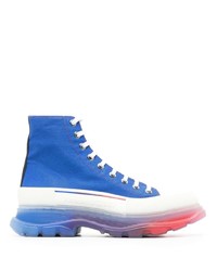 Sneakers alte di tela blu di Alexander McQueen