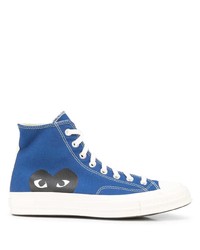Sneakers alte di tela blu di Comme des Garcons