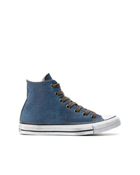 Sneakers alte di tela blu di Converse