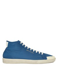 Sneakers alte di tela blu di Saint Laurent