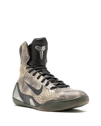 Sneakers alte di tela con stampa serpente grigie di Nike