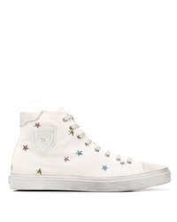 Sneakers alte di tela con stelle bianche