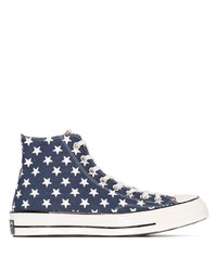 Sneakers alte di tela con stelle blu scuro di Converse