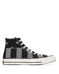 Sneakers alte di tela con stelle nere di Converse