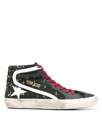 Sneakers alte di tela con stelle nere di Golden Goose