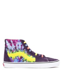 Sneakers alte di tela effetto tie-dye viola di Vans