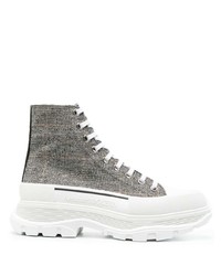 Sneakers alte di tela grigie di Alexander McQueen