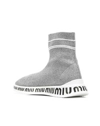 Sneakers alte di tela grigie di Miu Miu