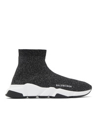 Sneakers alte di tela grigio scuro di Balenciaga