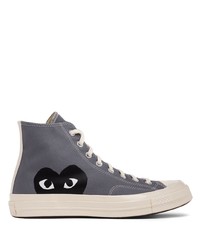 Sneakers alte di tela grigio scuro di Comme des Garcons